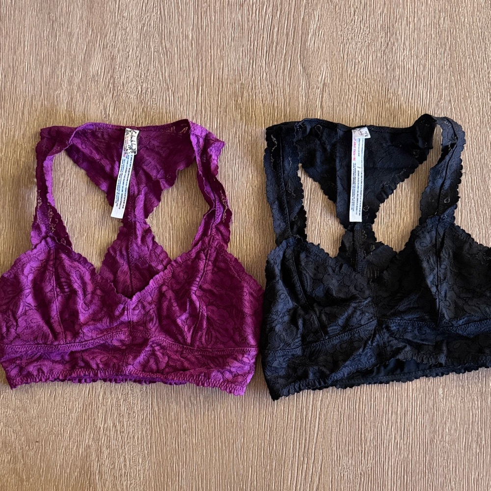 2 Free People Galloon Lace Bralettes
